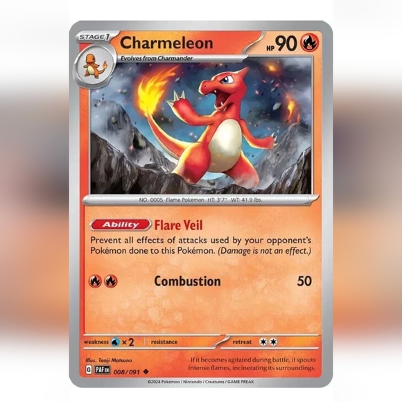 Pokemon Other - Charmeleon Pokemon Card 🔥 90 HP 🟡 008/091